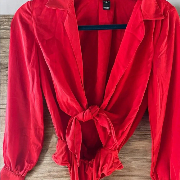 Red Long Sleeve Windsor bodysuit (A5) - Picture 3 of 8